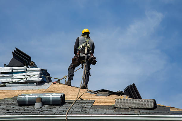 Professional Gutter Installation technician working in Tioga Center, NY